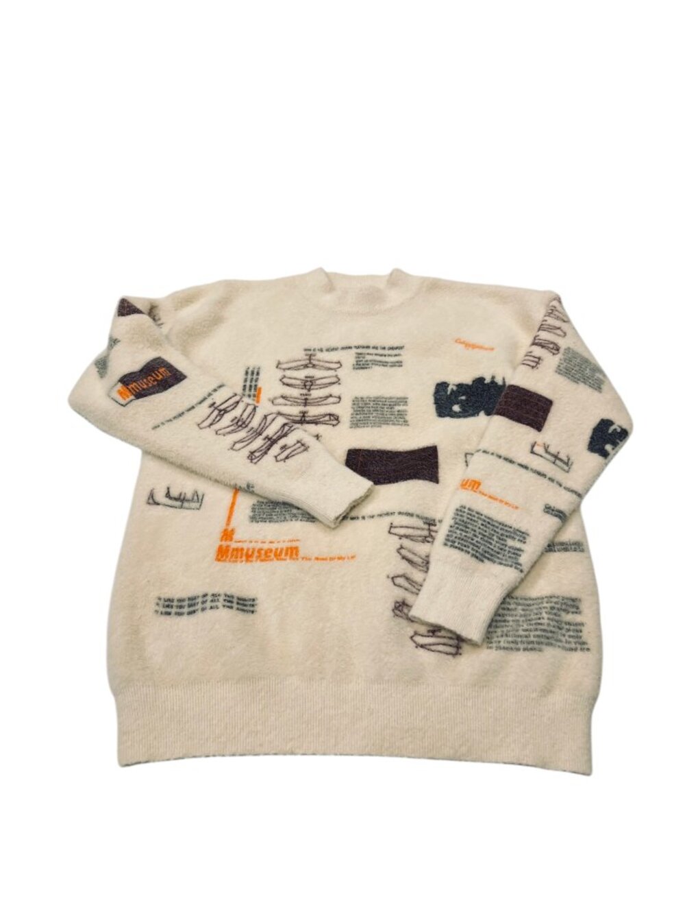 MMUSEUM Pullover Crew Sweater, Cream, M/L